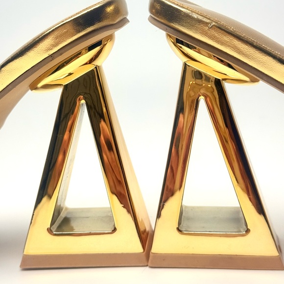 Gold Triangle Heels Women’s Size 10 / 10.5 Metallic Dress Pumps - Picture 10 of 16
